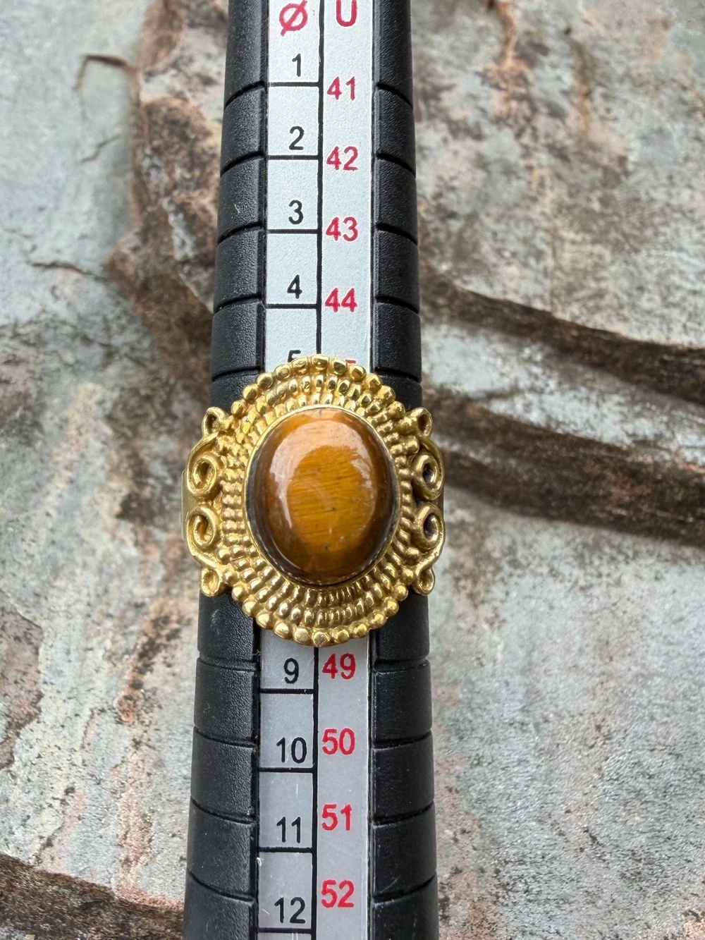 Gold Tiger’s Eye Genuine Gemestone Small Pinky Ring 4